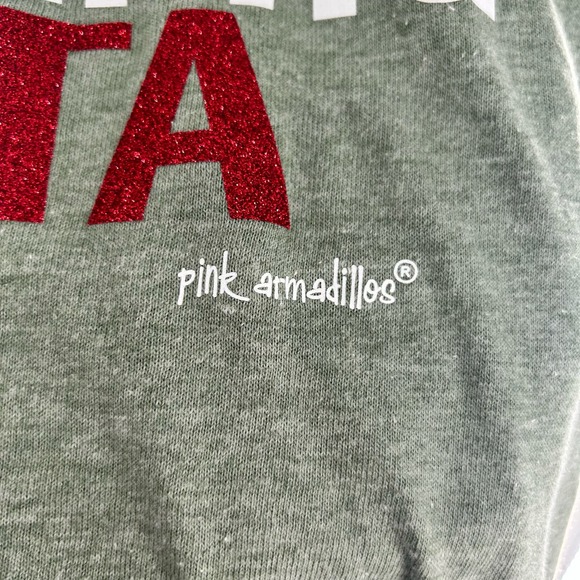 Pink Armadillos Green Christmas Red Sparkle Graphic Crewneck T-Shirt Women's XL - Picture 5 of 12